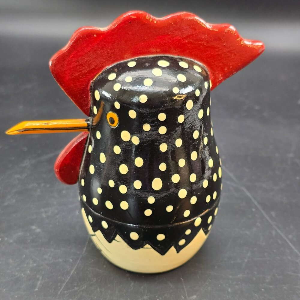Polka Dot Wooden Chicken Nesting Dolls Set By Authentic Models 5" CR2031 - Picture 3 of 13